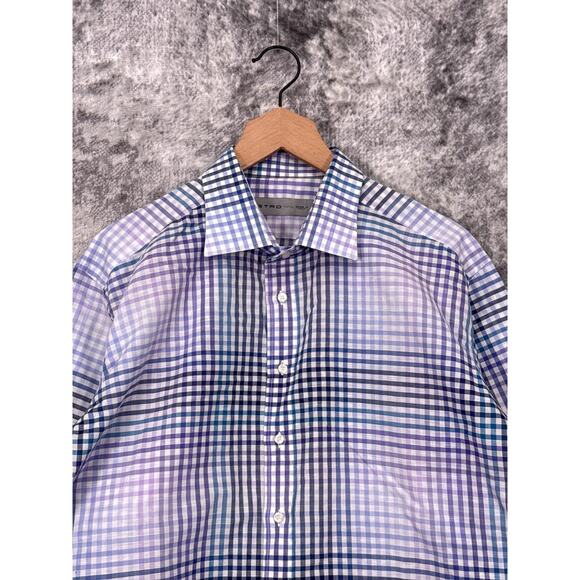 Etro Shirt 44 / XL Mens Linen Gingham Check Blue Long Sleeve Button Down - Picture 2 of 8